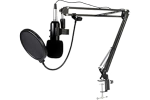 Koolertron USB Condenser Microphone, BM-900 Condenser Microphone Kit with Adjustable Microphone Suspension Scissor Arm, Shock Mount and Double-layer Pop Filter for Studio Recording and Broadcasting