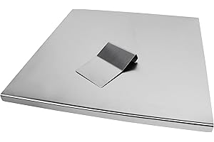 INOXLM LAVORAZIONI INOX INOXLM BOX 2 PEZZI Tagliere/Spianatoia con tarocco/spatola in Acciaio Inox Varie Misure per Cucina per Bar per Ristorante (60x50 Piega 2 cm)