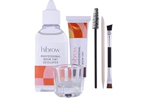 Hi Brow Professional Tinting Kit - Eyebrow Dye Full Size Set - 15ml Tint, 50ml Tint Developer, Glass Mixing Dish, Dual End Brush, Mascara Wand, Orange Wood Stick (Dark Brown)