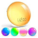 Wake Up Light Sunrise Alarm Clock for Heavy Sleepers, Bedroom, Full Screen Clock Radio with Sunrise Simulation, 3 Light Modes, Snooze, Dual Alarms, 8 Natural Sounds