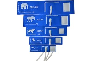 RCDPK 5 Stück Veterinär-Blutdruckmanschetten, Tier Blutdruckmessgerät Manschette Zubehör, Haustiere Blutdruckmessgeräte Manschetten Set für Elefant, Pferd, Hund, Katze, Maus (#6-Mix, Blau -Wiederverwendbar)