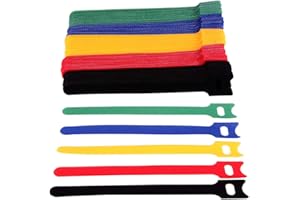 Faburo 100 Bridas Reutilizables y Ajustables para Cables, Bridas de Nylon, Bridas Sujeta Cables Eléctricos con Gancho y Bucle, Organizador Cables Corbatas Correa para Hogar y Oficina 5 Colores