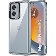 TheGiftKart Hybrid Shockproof Motorola Edge 50 Fusion 5G Back Cover Case | Stylish Camera Border | Plated Buttons | Crystal Clear Hard Back Case for Moto Edge 50 Fusion (TPU & PC, Transparent Bumper)