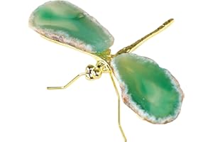 RJINGSHI Agata Verde Naturale Libellula Cristallo Decor 4 in Agata Cristallo Guarigione Libellula Ornamento Fatto a Mano Regali Home Decor