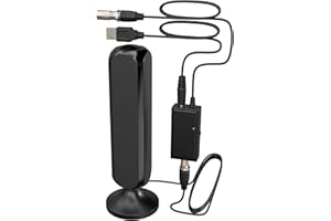 XZH TV Aerial, Freeview Indoor Digital HDTV Aerial 300+ Miles Range with Amplifier Signal Booster,4K 1080P HD VHF UHF TV Tuner DVB-T Television Radio High Gain Stronger Reception