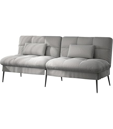 GOPLUS 2-zits vloerbank met 2 kussens, 3-in-1 bankbed, ligbank met 6 niveaus verstelbare rugleuning, klapbank met slaapfunctie voor woonkamer, slaapkamer (beige