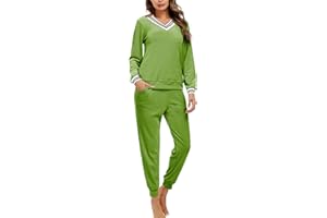 Totatuit Donna da Ginnastica in Velluto Tuta da Casa Set Tuta Sportiva Casual Pigiami Due Pezzi Pigiama Donna Pile Set Inverno da Yoga Jogging Training Sportwear con Coulisse
