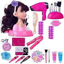 Testa Bambola Da Truccare E Pettinare Per Bambini - 25 Cm Con Accessori Capelli E Trucco, Gioco Creativo - Foto 7