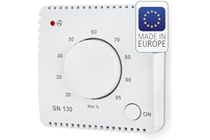 Sensore di umidità ELEKTROBOCK SN130 per il controllo automatico del ventilatore | bagno, lavanderia e cantina | rilevamento ed eliminazione dell'umidità in eccesso