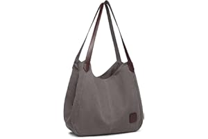 KONO Bolso de Hombro de Lona para Mujer, Tote Casual Shopper de Gran Capacidad y Ligero con Compartimento Principal con Cremallera y Bolsillos, Ideal para Diario, Trabajo, Viajes y Compras
