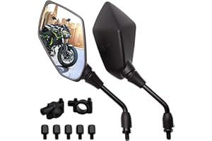 DREAMIZER Motocyklowe lusterka wsteczne, 8 mm, 10 mm, motocyklowe lusterko boczne z zaciskiem kierownicy 22 mm, zamiennik do roweru ulicznego ATV Quad Cruiser Bike