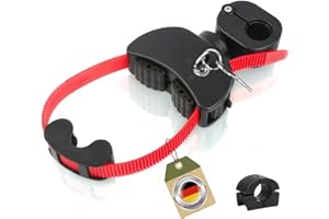 Sorlpv Verstellbar Strap Rahmenhalter Kurz 12CM, Alu Rahmenhalter Fahrradträger für E-Bike/Fahrrad, Abschließbare, Universal Fahrradrahmenhalter für U-Bügelrohr: Ø 2,5-3cm (Schwarz+Rot)