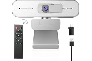NexiGo Certificación Zoom, Cámara Web con Zoom N940P 2K con Controles Remotos y de Software | Sensor Sony Starvis | 1080P @ 60FPS | Zoom 3X | Micrófono Estéreo Dual, para Zoom/Skype/Teams (Plata)