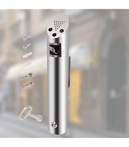 Cendrier Mural Extérieur WONDAY - Acier Inoxydable 1.6L Avec Serrure à Clé