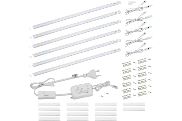 Infälld LED-lampa med strömbrytare från da LIGHT, 8,5 W, 760 lm, 3 000 K, varmvit ljuslist, kökslampa, vitrinbelysning, skåpb