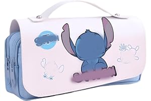 Suffolly Stit-ch Trousse Scolaire Trousse, Trousse Scolaire Fille Trousse Crayon Stit-ch Enfant Anime Sac Fournitures De Bureau Scolaire pour Étudiant Filles Garçons Fournitures de (A)