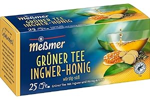 ‎MEßMER Meßmer Grüner Tee Ingwer Honig | 25 Teebeutel | Vegan | Glutenfrei | Laktosefrei