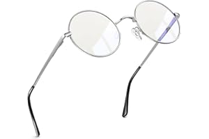 Joopin Gafas Luz Azul Mujer y Hombre para Ordenador Lentes Antireflejantes con Filtro de Luz Azul Montura Redonda de Metal