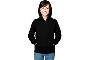 GIFT HUB Kids Hoodie Plain | Soft Polycotton Hoody Sweatshirt for Boys & Girls | Warm, Durable Hooded Jumper | Best for School, PE, Sports & Casual Wear | Black, Navy, Grey, Red, Royal Blue & White (Ages 3–13)