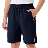 Hoseay Children's Shorts, Quick Drying Sports Shorts with Reflective Strips, Breathable Shorts with Pockets and Zip School Fo