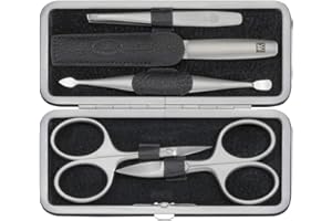 ‎ZWILLING ZWILLING Zestaw do manicure (5 części, etui z prawdziwej skóry, metalowa ramka, nożyczki do paznokci i skórek), premium, czarny