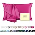 Mulberry Silk Pillow Cases Standard Size Silk Pillowcase with Zipper Soft Breathable Smooth Cooling Satin Silk Pillow Covers for Sleeping for Hair and Skin (Hot Pink,20"X 26",1Pcs)