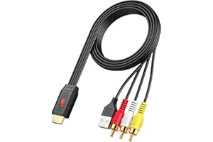 Neoteck Convertidor RCA a HDMI 150cm/5ft AV a HDMI Cable Soporta Conversión de Aspecto 16:9/4:3 Cable AV Incorporado para Ver Vídeos o Películas Antiguas en Reproductores de DVD VHS VCR-Entrada Macho