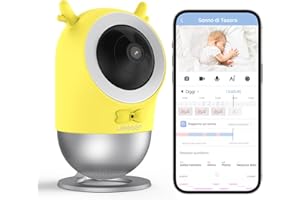 Jeeber UHD 2,5K Smart Baby Monitor APP -WIFI Telecamera Baby Monitor Con Analisi del Sonno & Rilevamento Viso Coperto, Ninne Nanne, Luce Notturna, Rilevamento Pianto IA,Controllo Tramite APP Cellulare