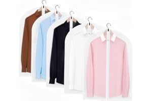 HoneyHolly Custodie per Abiti, Lavabili Copriabiti Antipolvere, PEVA Traslucido, Borse per Vestiti con Cerniera, Custodia Porta Abiti Traspirante per Camicie, Giacche, Antivento 6 PCS (60x80cm)