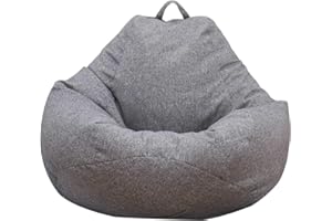 Dandelionsky Classic Bean Bag Chair Sofa Cover without Filling, Soft Lazy Lounger Bean Bag Storage Chair Cover for Adults and Kids，grey - 80x90cm