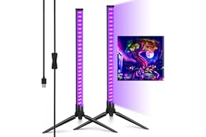 Alweysup Lot de 2 barres de lumières LED noires - 40,5 cm - Fixation verticale - Lumière noire portable avec support pour fête lumineuse - Salle de classe Halloween - Interrupteur marche/arrêt USB 385