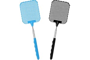 Soodyoow 2 Pezzi Manuale Paletta Mosche, Scacciamosche Estensibile, Scacciamosche Plastica Forte Flessibile per Prevenire Mosche,Zanzare e Insetti(Blu+Nero)