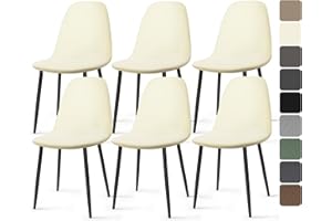 BALLADHOME Pokrowce na Krzesła do Jadalni Skandynawskie 6 Sztuki Rozciągliwe Pokrowiec na Krzesło Nowoczesne Pokrowców na Krzesła do Kuchni Restauracja Bankiet (6 Sztuki, Kremowożółty)-KC