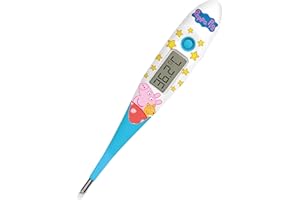 Peppa Pig Digital Thermometer | Oral, Underarm use| Large LCD | 10 Second Reading | Fever Alarm | Flexible Tip | Last Temperature Recall | CE Certified | Calms Kids | Made by Jellyworks