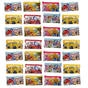 KIVYA Birthday Return Gifts for Kids Party in Bulk Stationary Pouches with Pencil / Scale / Eraser / Sharpner for Children Gift for Girls / Boys -Pack of 24