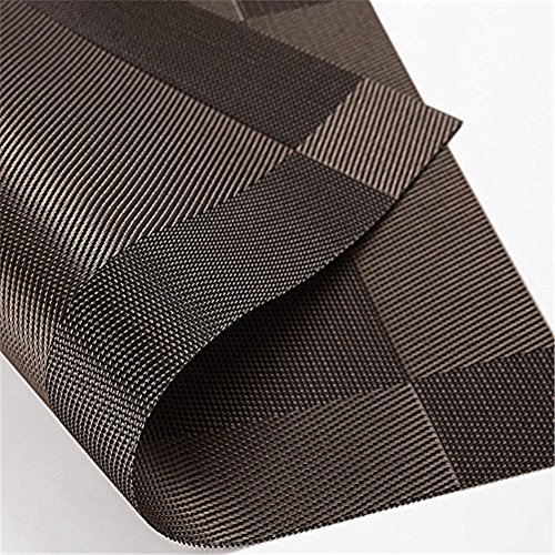 Fontic 6er Set Platzsets 30x45cm Platzdeckchen Rutschfest Abwaschbar Tischmatten aus PVC Abgrifffeste Hitzebeständig Tischsets Schmutzabweisend und Waschbare, Platz-Matten für küche Speisetisch (Braun) - 8