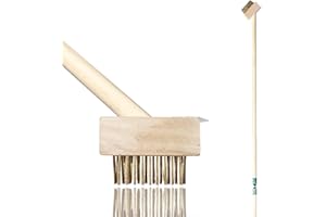 PaMeer 120 cm Long Wooden Handled Weed Brush, Weed Remover with Angled Wire Bristles, Weed Brush for Cleaning Patios, Block Paving and Driveway