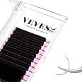 VEYES Cashmere Individual Lash Extensions 0.03-0.20 B/C/CC/D/J/M Curl 8-20mm Mixed & Single Length Volume Eyelashes Tray, Matte Black, Professional Supplies for Lash Techs(0.05 D 8-16mm)