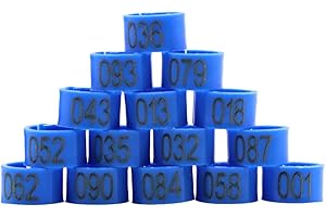 MASXIRCH Farm & Ranch Anillos de pies de paloma con número 001-100 de diámetro 8 mm de diámetro para pollitos Parrot Chicks Leg Band Duck Clip Rings Bands (azul)