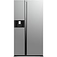 Hitachi 700L Gross, Net 605L Side by Side 2 Door Refrigerator, 10 Year Warranty on Inverter Compressor, Dual Fan Cooling, Quick Freezing Touch Control-Ice & Water Dispenser, Glass Silver-RSX700GPUK0GS
