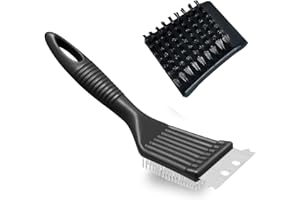 VNIDJGB 1 Pack BBQ Wire Brush for Grill, Stainless Steel Metal Wire Grill Brush, BBQ Cleaner Brushes and Scraper for Grills, for Ovens, Outdoor Grills, Kitchen and Barbecue Cleaning(Black)