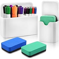 Porte-Stylos Magnétique À 3 Compartiments Avec Éponge Pour Tableau