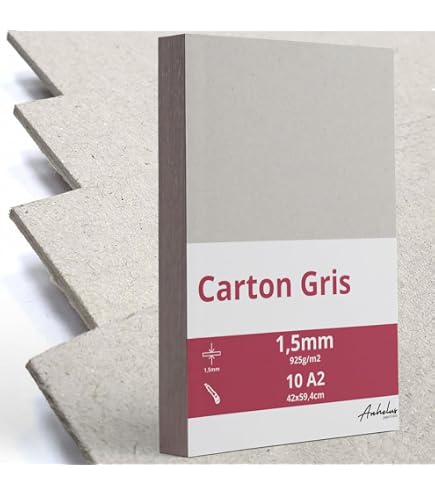 Lot De 10 Feuilles Papier Kraft Gris 1500 Microns 945g/m² Format A2 - Idéal Pour Loisirs Créatifs Et Modélisme