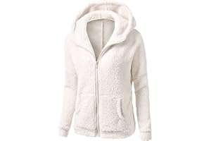 HAOLEI Giacca in Pile Donna Fine Fleece Warm con Zip Offerte Cappotto Sherpa Teddy Giacca Sci Felpa con Cappuccio in Peluche Fronte-Retro con Cerniera in più Colori Cappotto Calda Ampia Confortevole