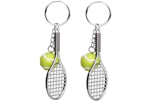 EQLEF Raquette de Tennis Keychain, porte-clés en métal Creative Keychain Sport Keyring Tennis Ball