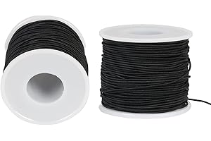 GGISUI 2pcs Hilos Encerados 1mm Cuerda Negra de Goma 100m para Hacer Pulseras y Diademas Hechas a Mano