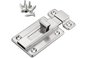 YUOIP® Door Lock Gate Bolt 3" Stainless Steel Door Latch Gate Latch Sliding Bolts for Bathroom Loft Hatch Pet Gate (Stainless Steel Screws)