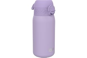 ION8 Butelka na Wodę dla Dzieci ze Lekki Stali, 400 ml/13 oz, Nieocieplany, Szczelna, Łatwa do Otwarcia, Bezpieczny Zamek, Można Myć w Zmywarce, Składany Uchwyt, Łatwa w Czyszczeniu, Jasnofioletowy