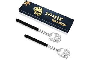 HOFASON 2 Pack Back Scratcher for Men Women, Bear Claw Novelty Gifts Telescopic Back Massager Tool, Extendable Telescopic Backscratcher Men Stocking Fillers Birthday Christmas Gifts (Black)
