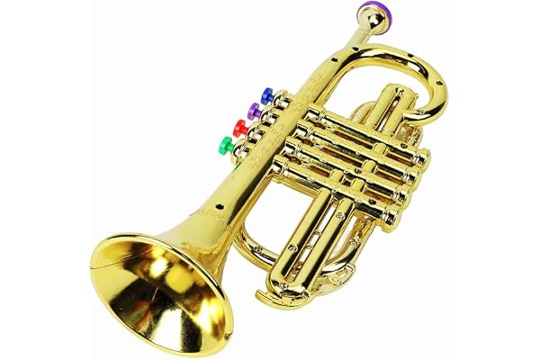 RASTKY Trompette Jouet pour Enfants avec 4 Touches de Couleur Jouet de Trompette pour Enfant en or avec 4 Touches de Couleur de Musicale éducatif Intéressant Mon Premier pour
